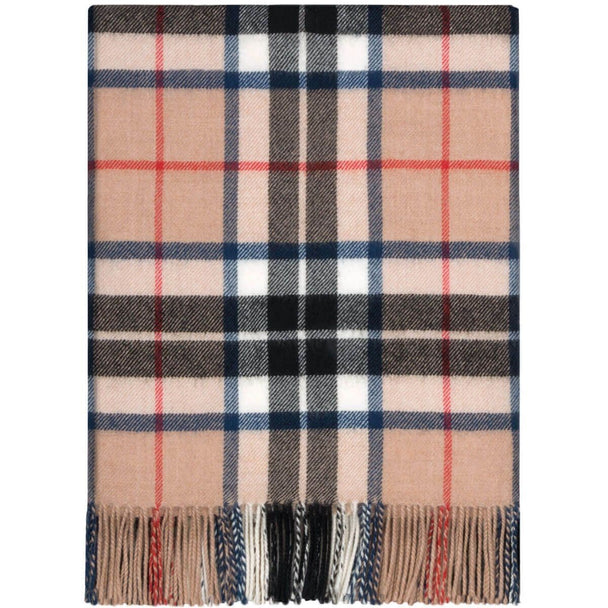 Pure Lambswool Thomson Camel Tartan Rug/Blanket - Made in Scotland