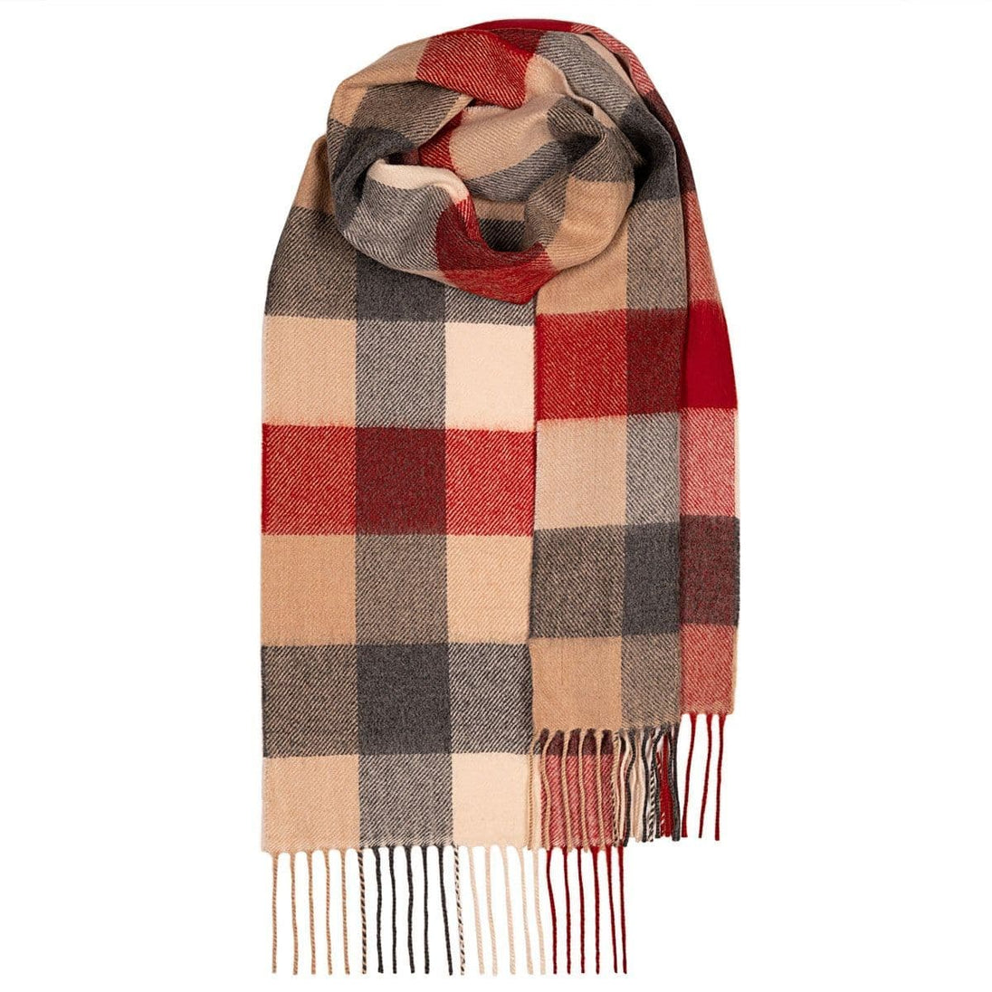 Red Buffalo Pure Lambswool  Unisex Scarf - Made in Scotland