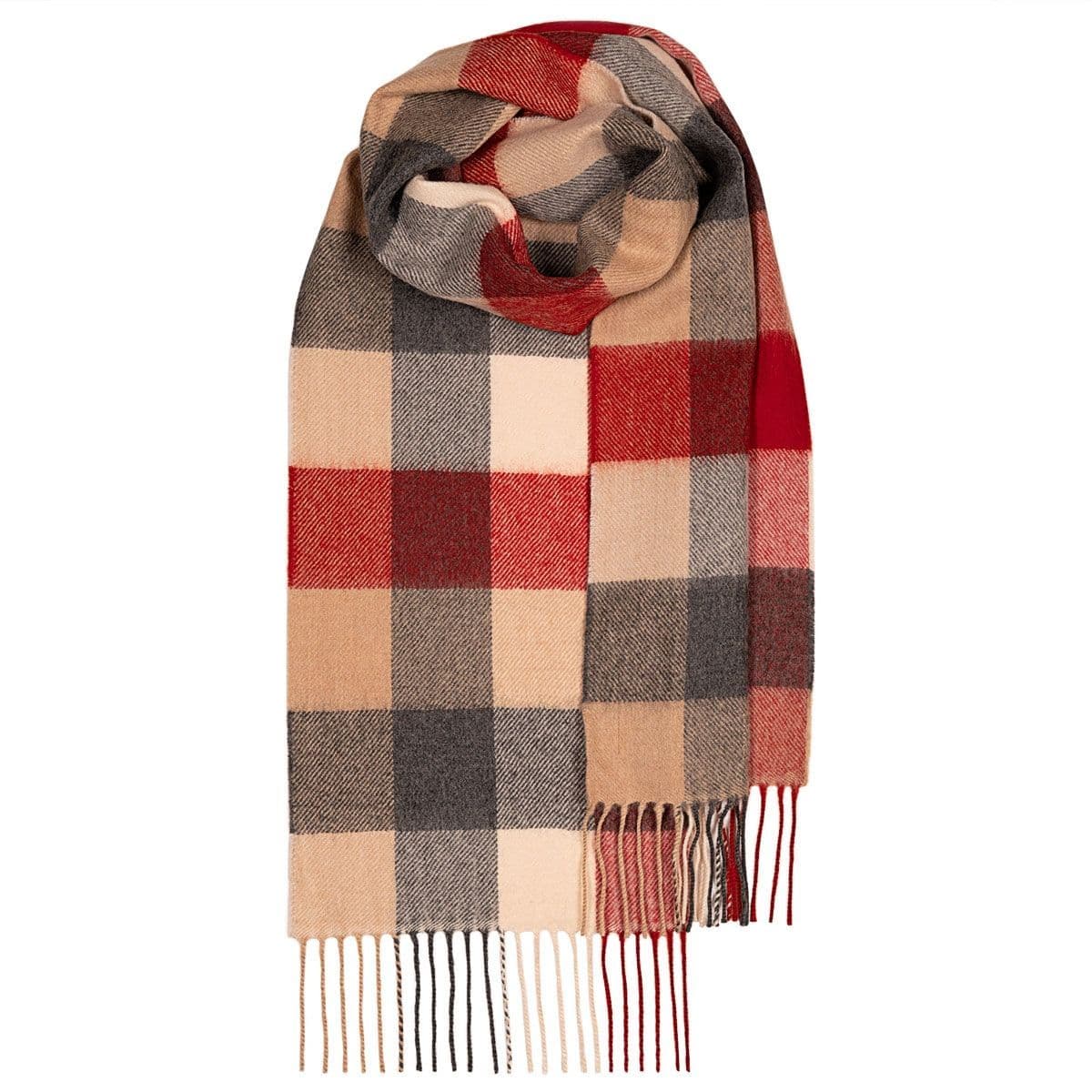 Red Buffalo Pure Lambswool  Unisex Scarf - Made in Scotland