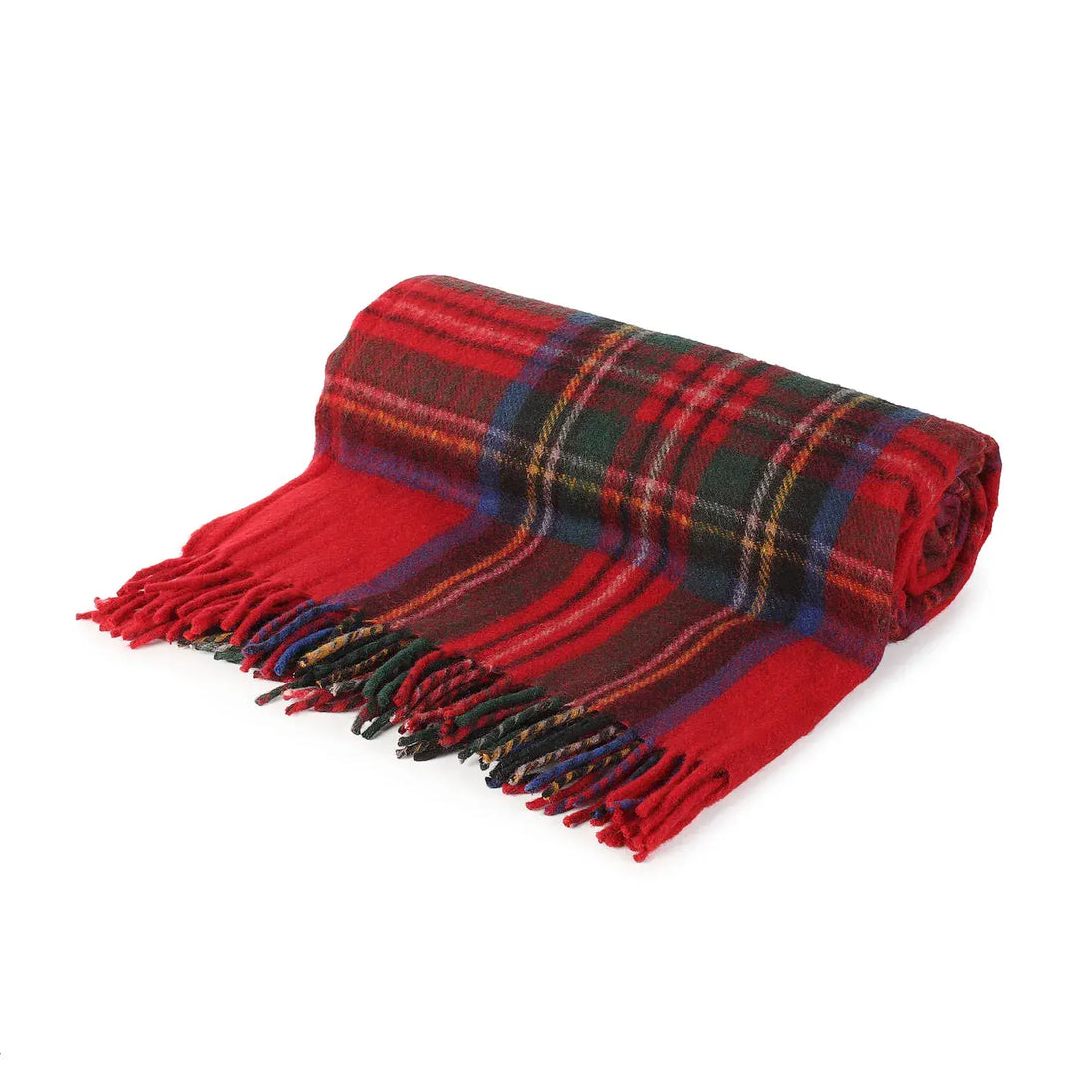 Royal Stewart Tartan Wool Blend Throw Travel Blanket 155cm x 190cm