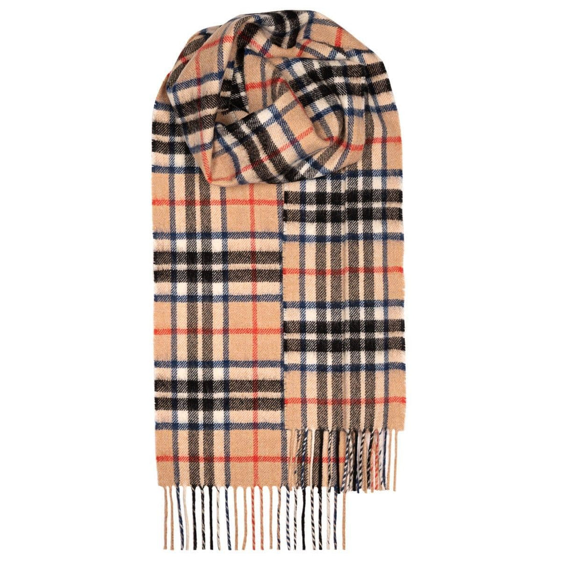 Thomson Camel Modern Tartan Pure Lambswool Unisex Scarf - Made in Scotland