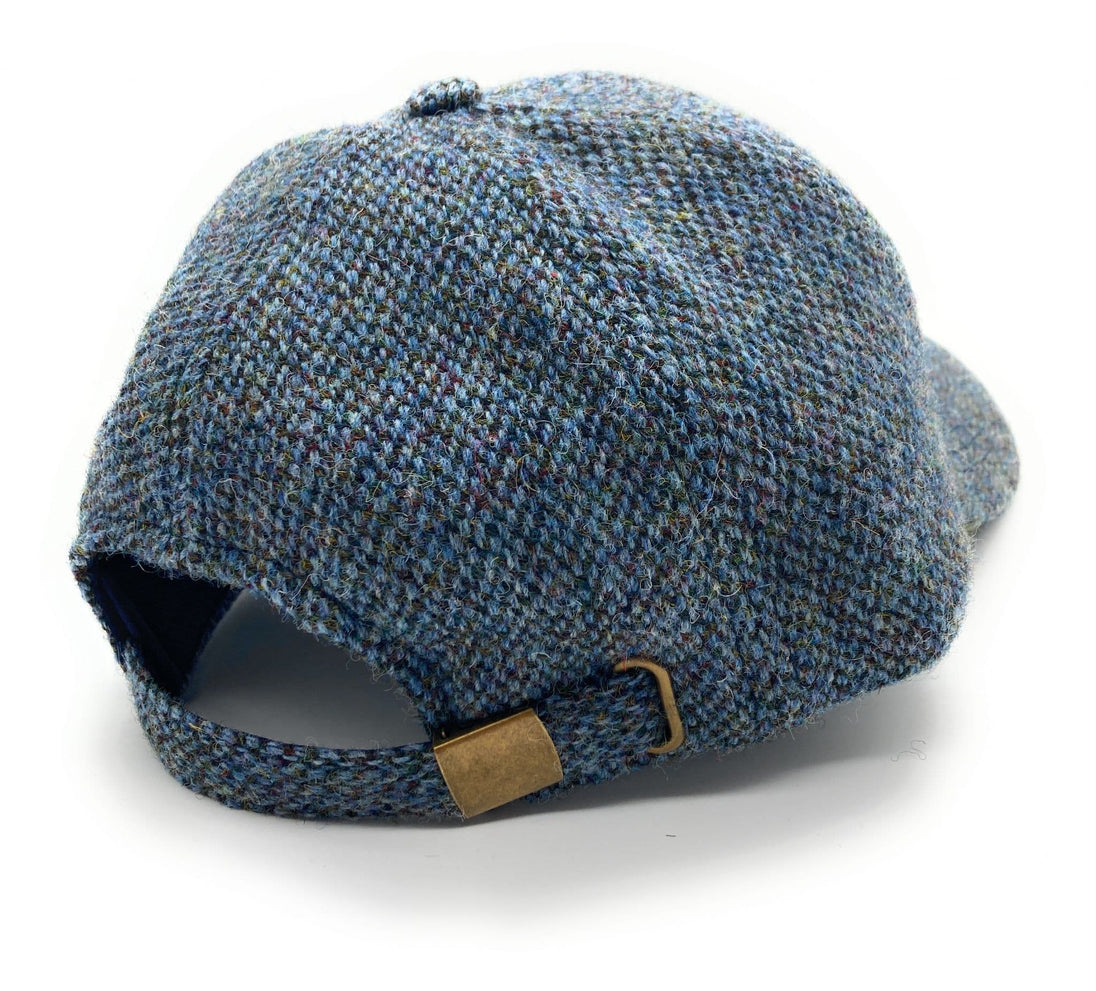 Unisex Blue Fleck Harris Tweed Adjustable Baseball Cap