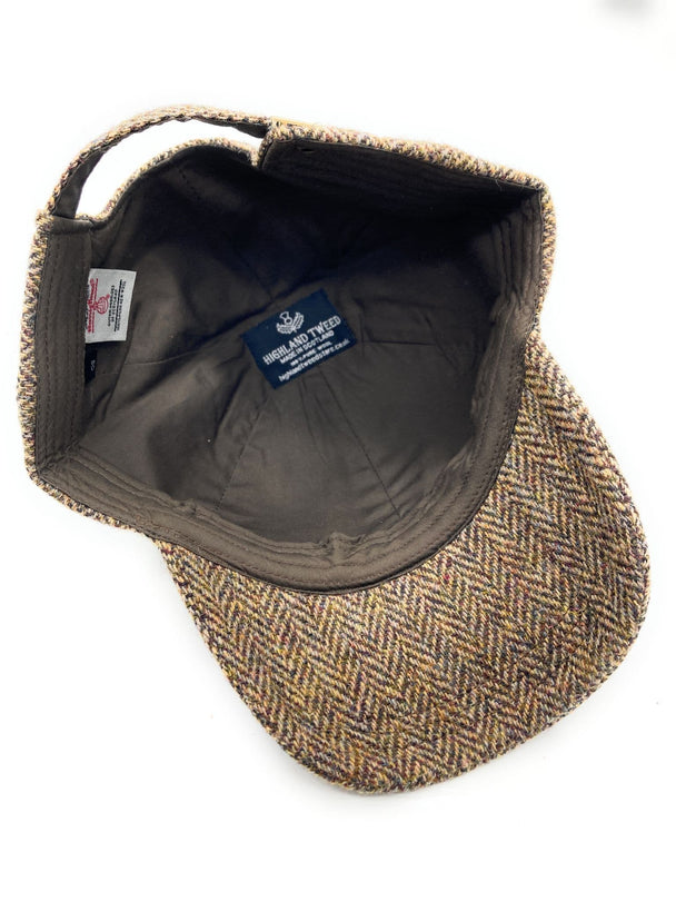 Unisex Brown Herringbone Harris Tweed Adjustable Baseball Cap