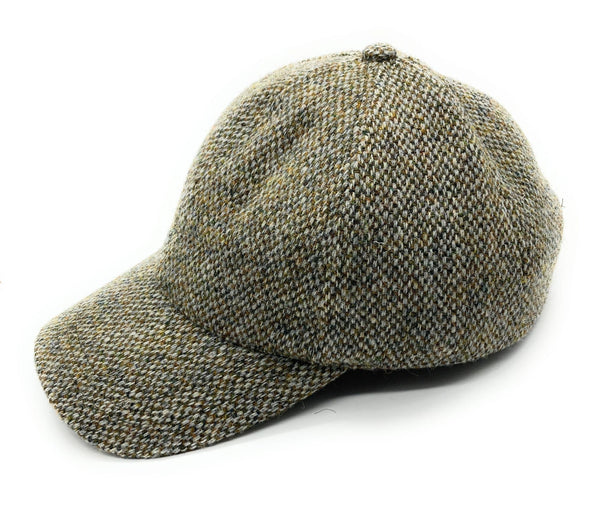 Unisex Green Fleck Harris Tweed Adjustable Baseball Cap