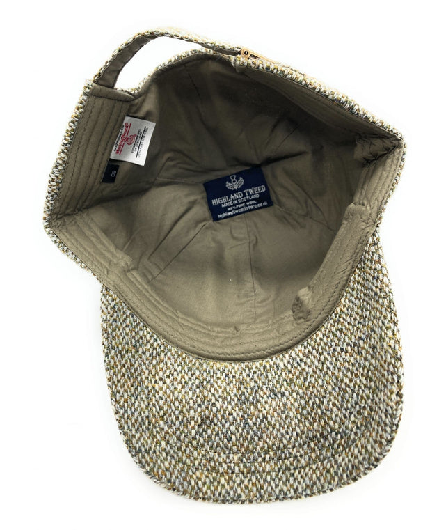 Unisex Green Fleck Harris Tweed Adjustable Baseball Cap