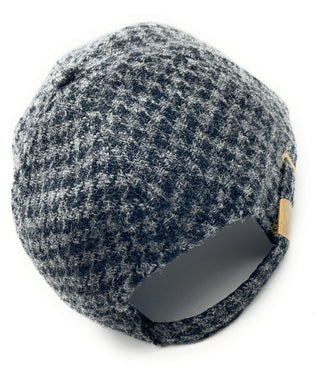 Unisex Grey & Black Dogtooth Harris Tweed Adjustable Baseball Cap