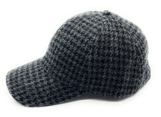 Unisex Grey & Black Dogtooth Harris Tweed Adjustable Baseball Cap