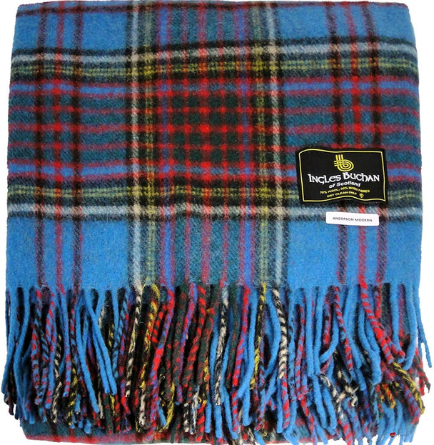 Wool Blend Anderson Tartan Travel Blanket/Rug By Ingles Buchan of Scotland