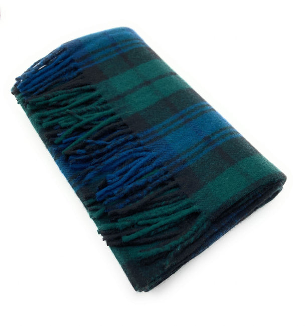 Wool Blend Black Watch Tartan Knee Travel Rug Blanket