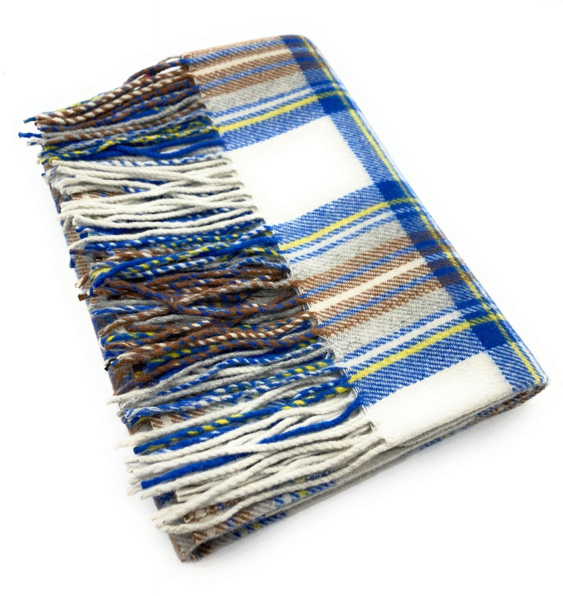 Wool Blend Stewart Muted Blue Tartan Knee Travel Rug Blanket