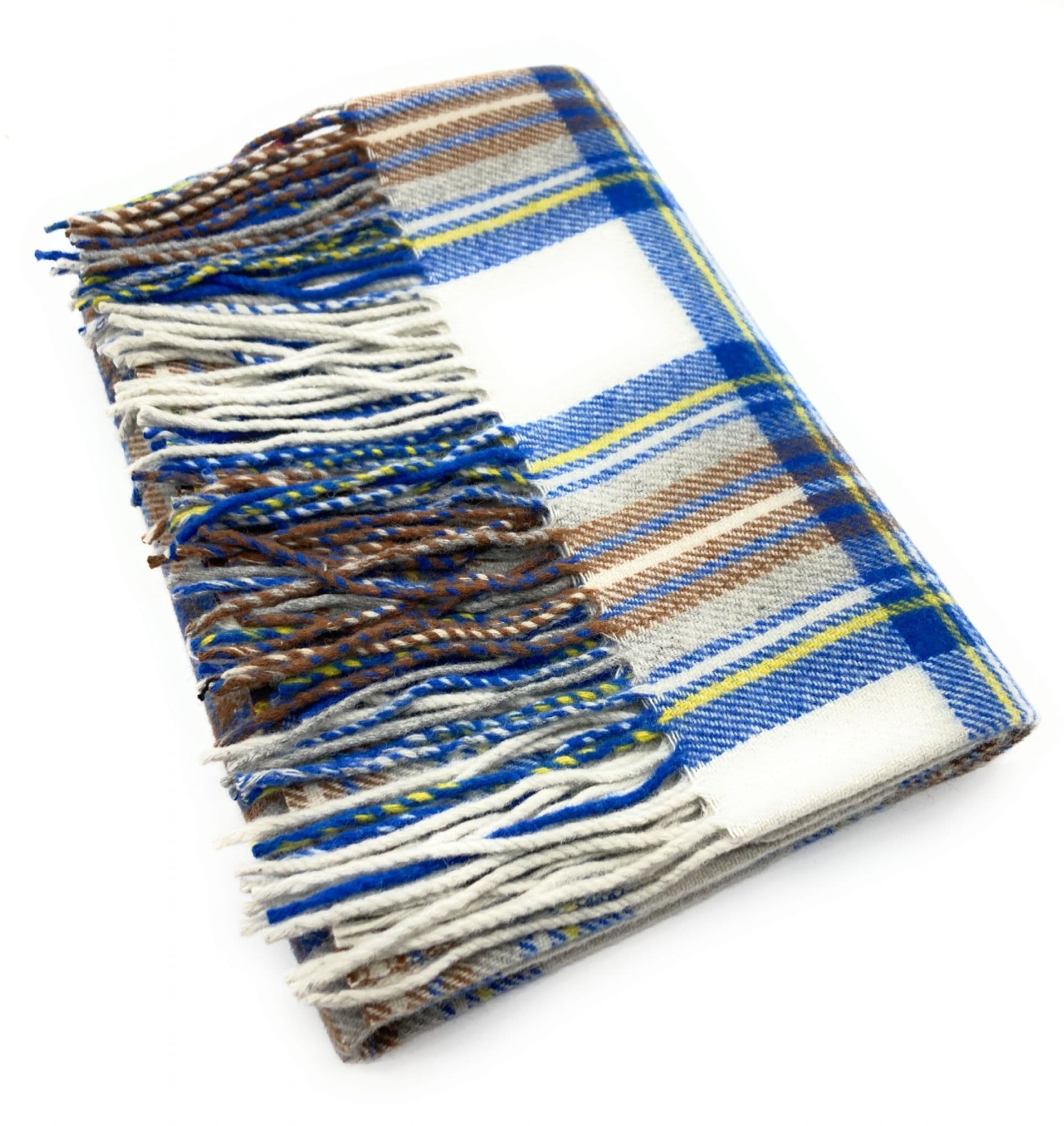 Wool Blend Stewart Muted Blue Tartan Knee Travel Rug Blanket