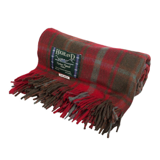 Wool Rich Dark Maple Tartan Travel Blanket